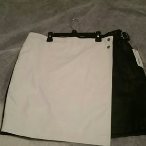 Faux leather black and white mini skirt
